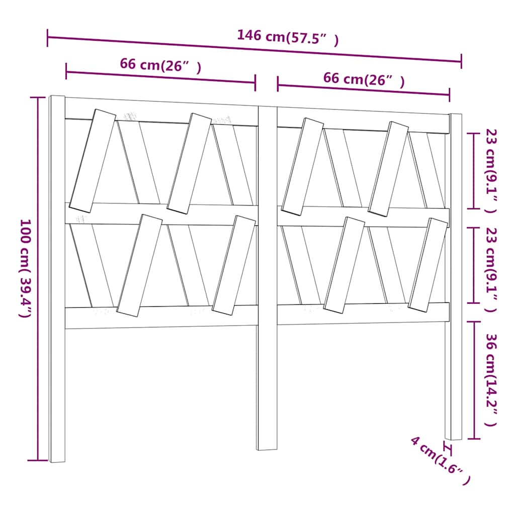 vidaXL Bed Headboard | Grey | Solid pine wood | Bed Headboard | Rectangular