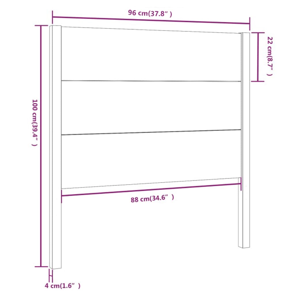 vidaXL Headboard 96x4x100 cm Solid Wood Pine