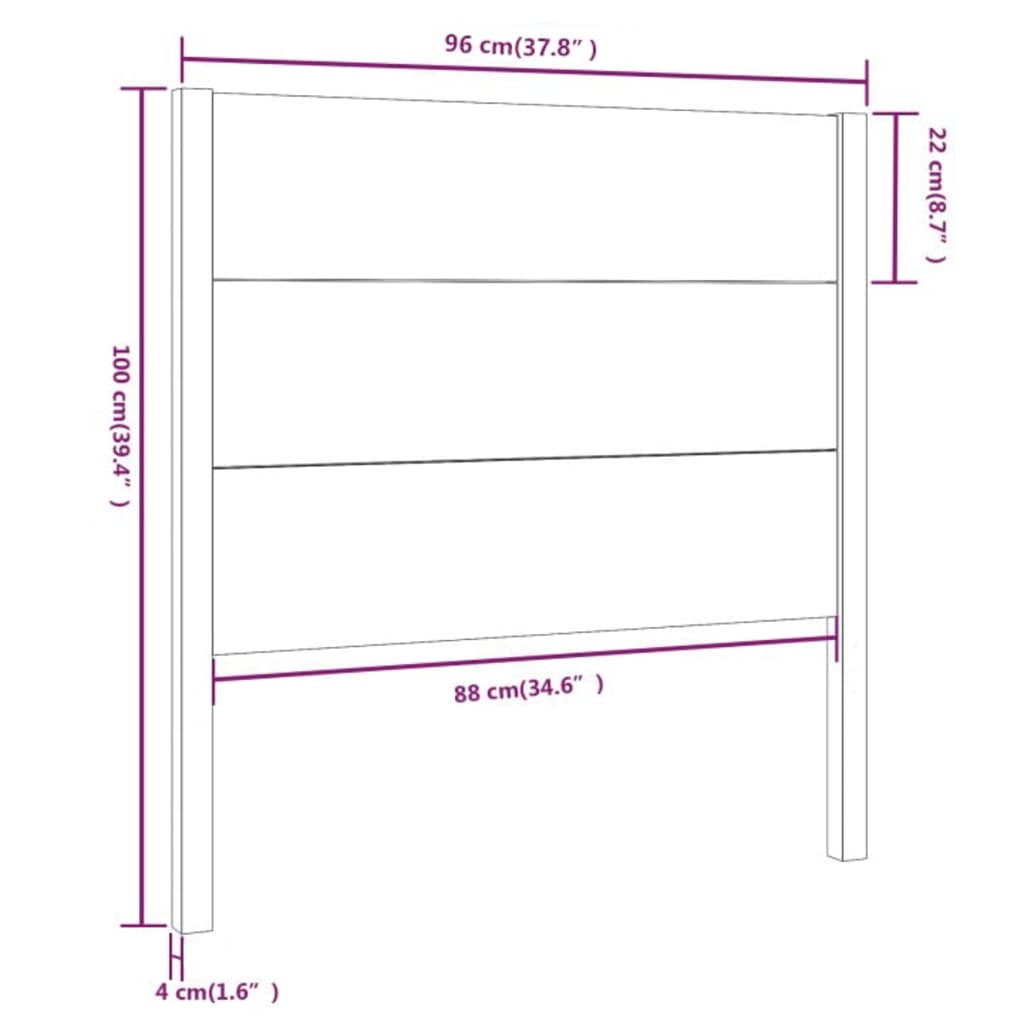 vidaXL Headboard Grey 96x4x100 cm Solid Wood Pine