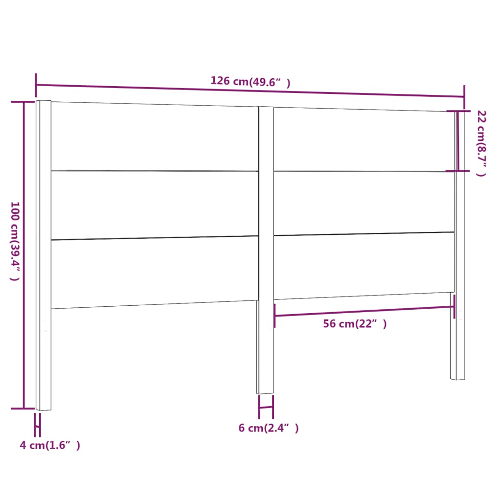 vidaXL Headboard Honey Brown 126x4x100 cm Solid Wood Pine