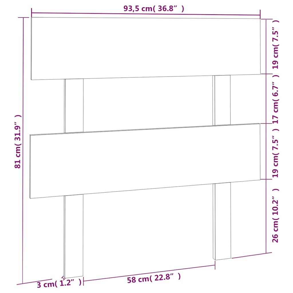 819053 vidaXL Bed Headboard Honey Brown 93,5x3x81 cm Solid Wood Pine