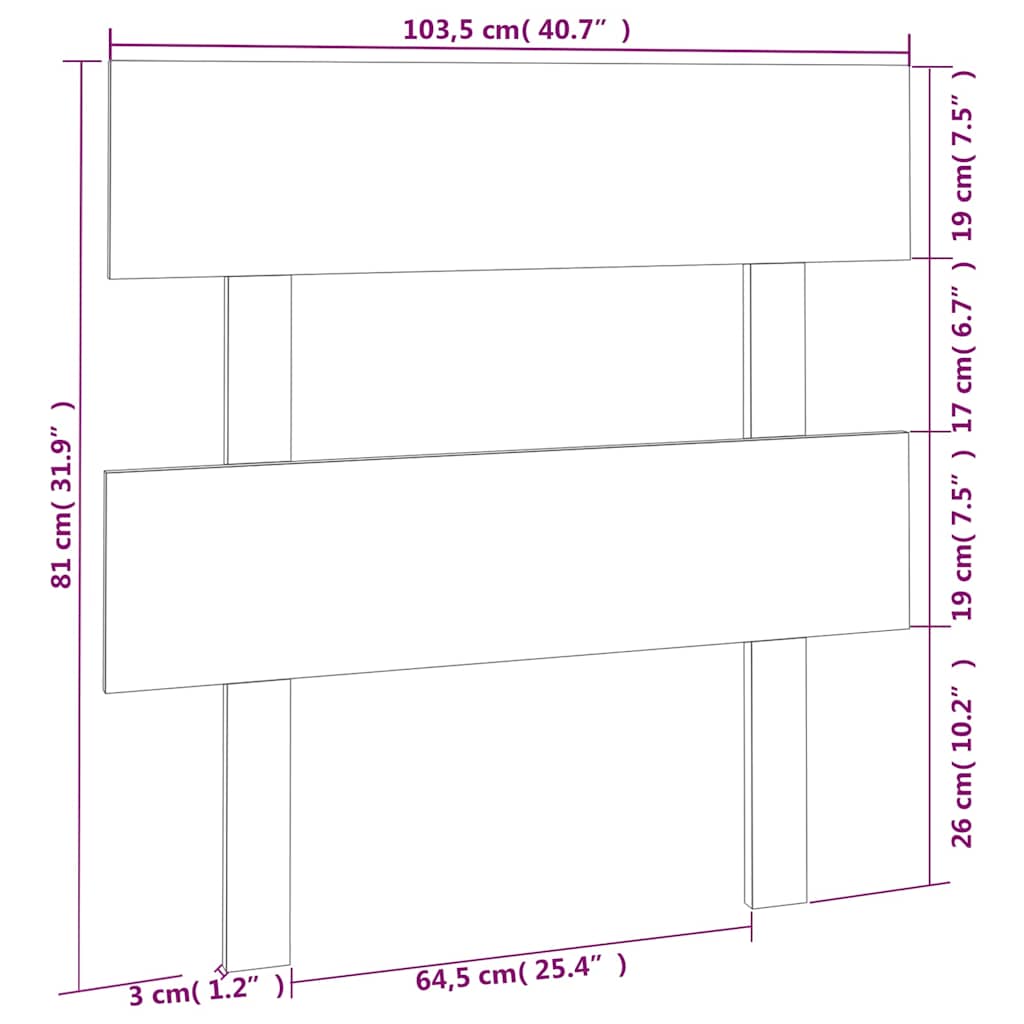 819058 vidaXL Bed Headboard Honey Brown 103,5x3x81 cm Solid Wood Pine