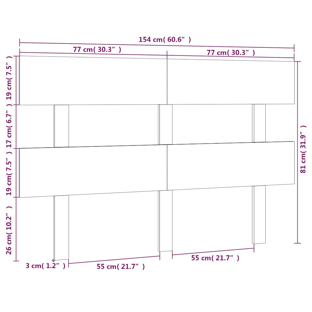 819078 vidaXL Bed Headboard Honey Brown 154x3x81 cm Solid Wood Pine