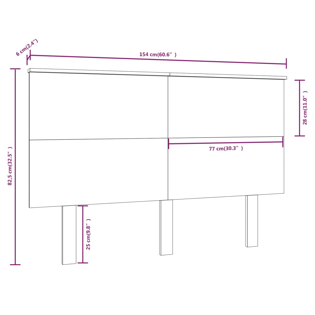 vidaXL Bed Headboard 154x6x82.5 cm Solid Wood Pine