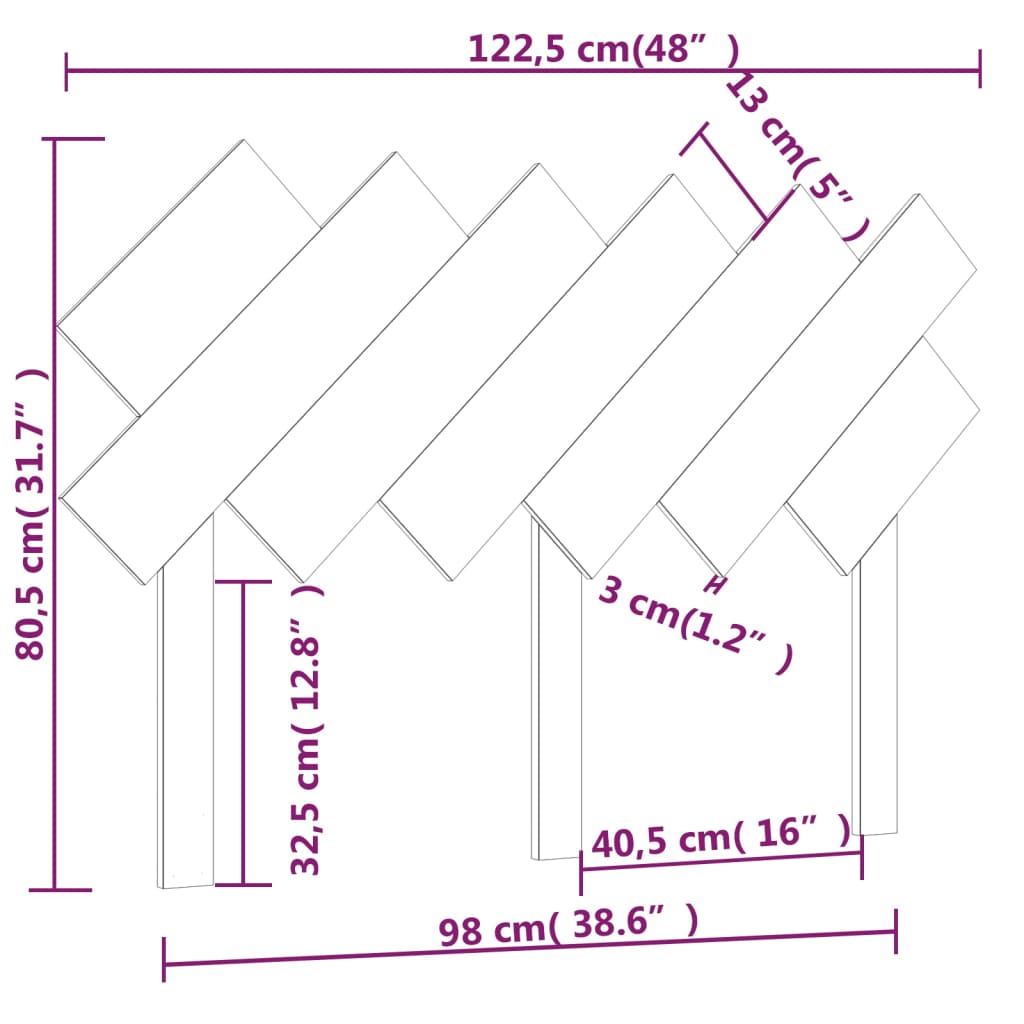 vidaXL Bed Headboard | White | Solid pinewood | Standard | Decorative Inlays