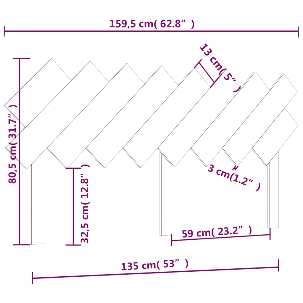 vidaXL Bed Headboard White 159,5x3x80,5 cm Solid Wood Pine