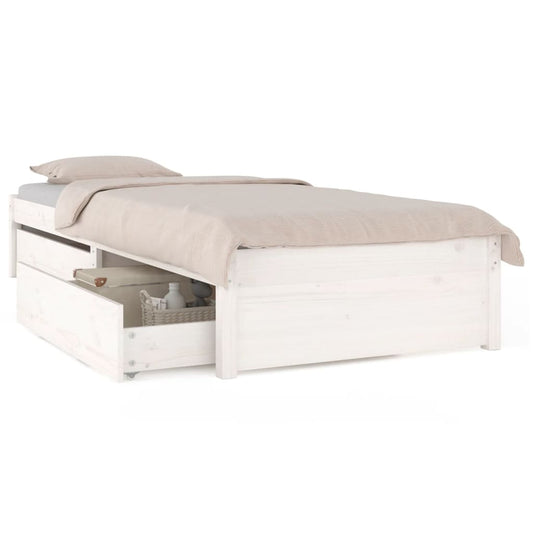 3103464 vidaXL Bed Frame without Mattress with Drawers White 90x200 cm (814935+814985)