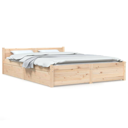 3103549 vidaXL Bed Frame without Mattress with Drawers 140x190 cm (815024+814994)