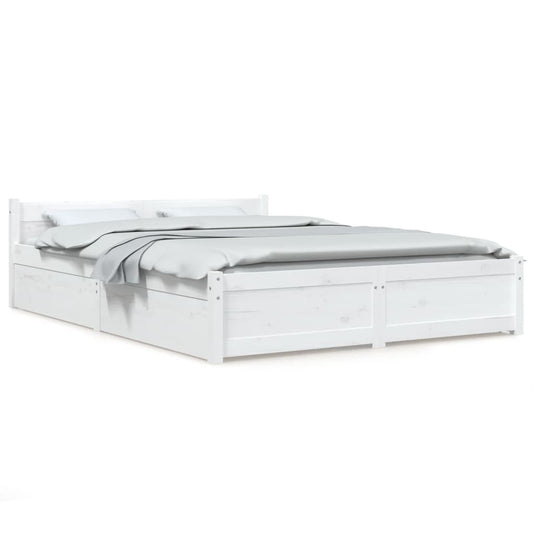 vidaXL Bed Frame without Mattress with Drawers White 160x200 cm