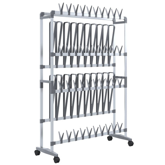 vidaXL Shoe Rack with Wheels Silver 89x27x120 cm