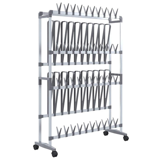 344370 vidaXL Shoe Rack with Wheels Silver 89x27x120 cm
