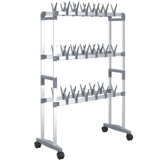 344371 vidaXL Shoe Rack with Wheels Silver 66x27x100 cm