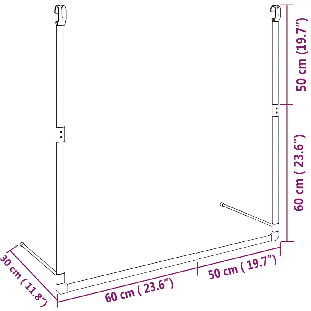 vidaXL Telescopic Wardrobe Hanging Rail Silver