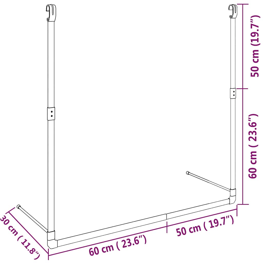 vidaXL Telescopic Wardrobe Hanging Rail Silver