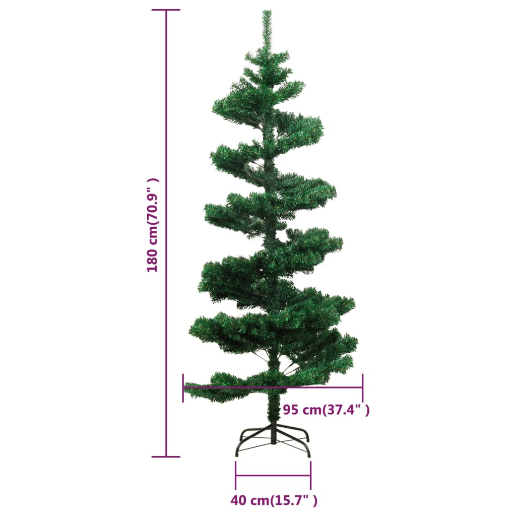 vidaXL Swirl Christmas Tree | Green | PVC, Steel | 180 cm | Swirl Christmas Tree