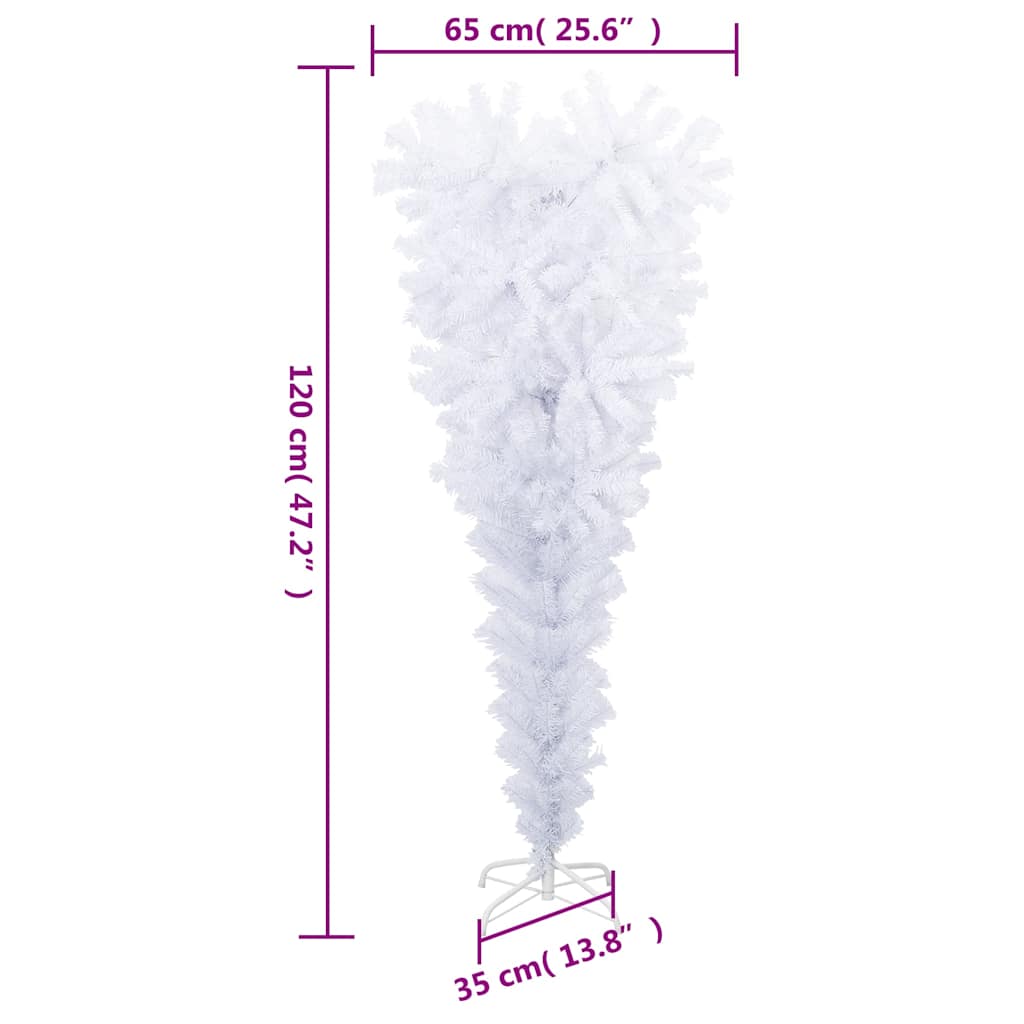 344665 vidaXL Upside-down Artificial Christmas Tree with Stand White 120 cm