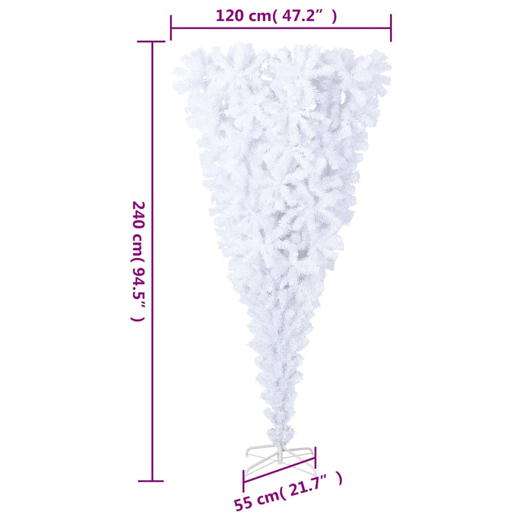 vidaXL Upside-down Artificial Christmas Tree PVC, Steel White