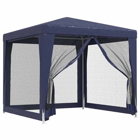 vidaXL Party Tent with 4 Mesh Sidewalls Blue 2,5x2,5 m HDPE