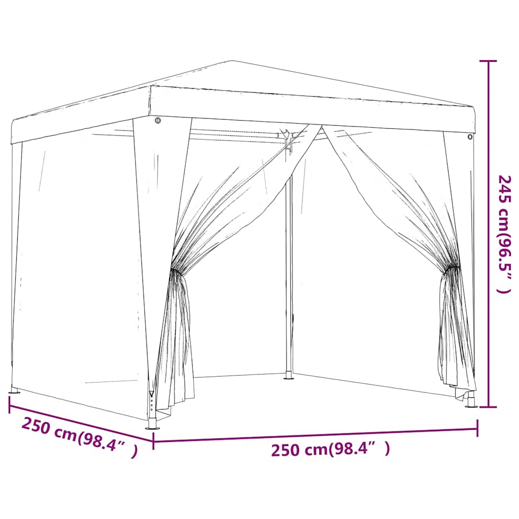 vidaXL Party Tent with 4 Mesh Sidewalls Blue 2,5x2,5 m HDPE