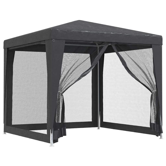 vidaXL Party Tent with 4 Mesh Sidewalls Anthracite 2,5x2,5 m HDPE