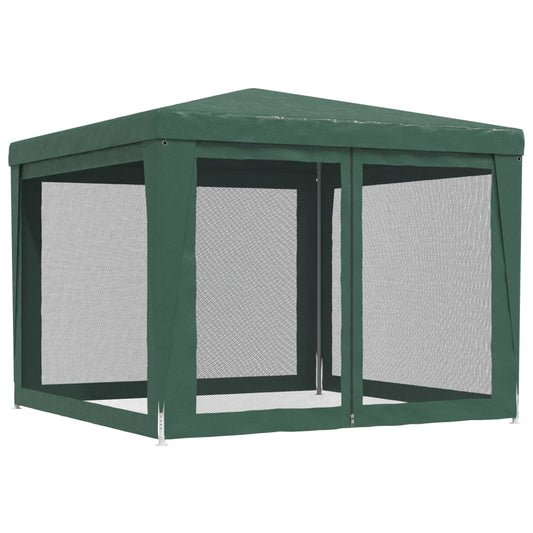 vidaXL Party Tent with 4 Mesh Sidewalls Green 3x3 m HDPE