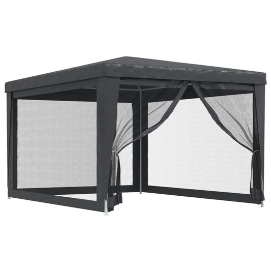 vidaXL Party Tent with 4 Mesh Sidewalls Anthracite 3x4 m HDPE