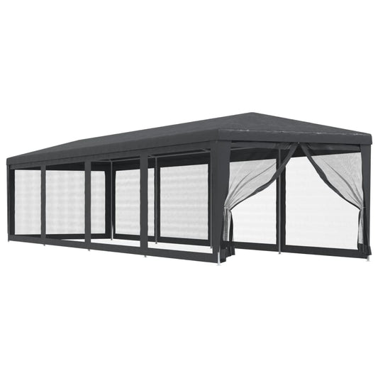 vidaXL Party Tent with 10 Mesh Sidewalls Anthracite 3x12 m HDPE
