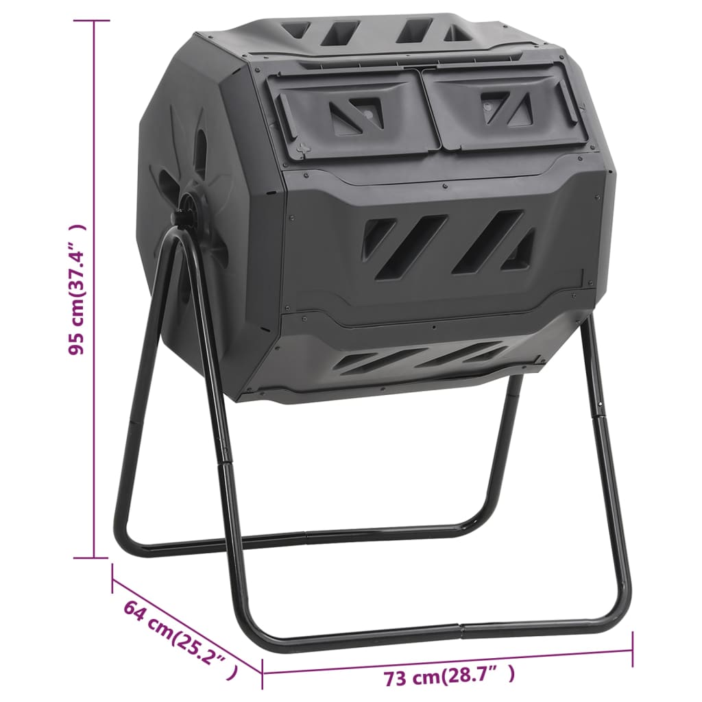 152232 vidaXL Garden Compost Bin Black 73x64x95 cm 160 L