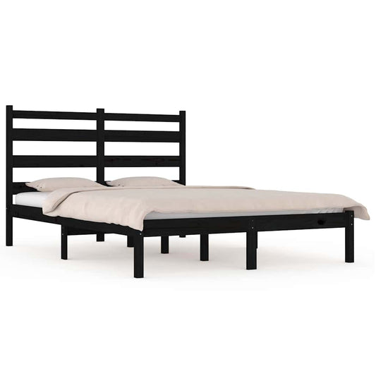 vidaXL Bed Frame without Mattress Black Solid Wood 200x200 cm