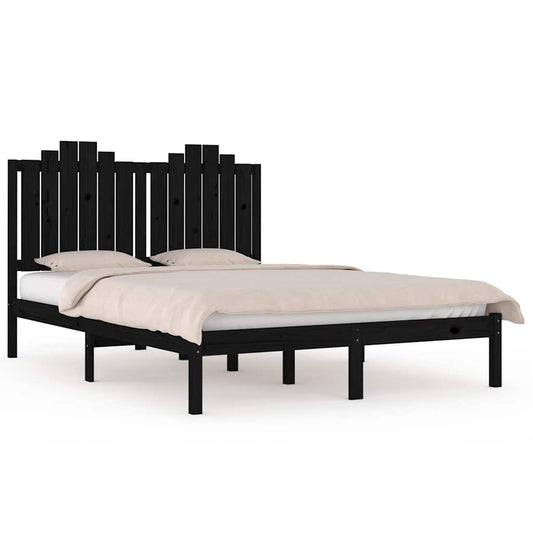 vidaXL Bed Frame without Mattress Black Solid Wood 200x200 cm