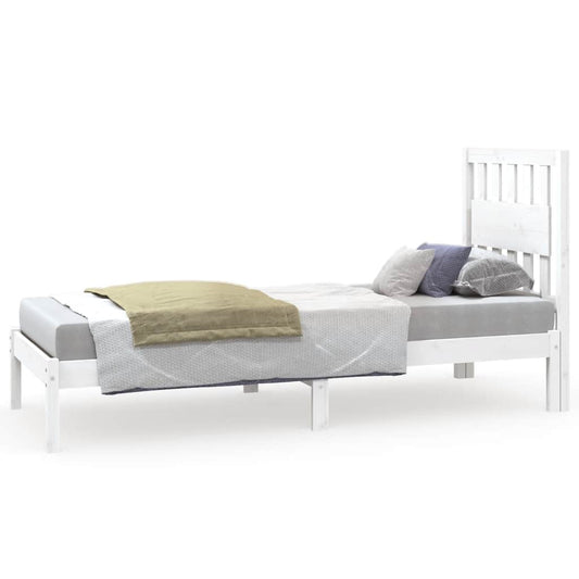vidaXL Bed Frame without Mattress White Solid Wood Small Single