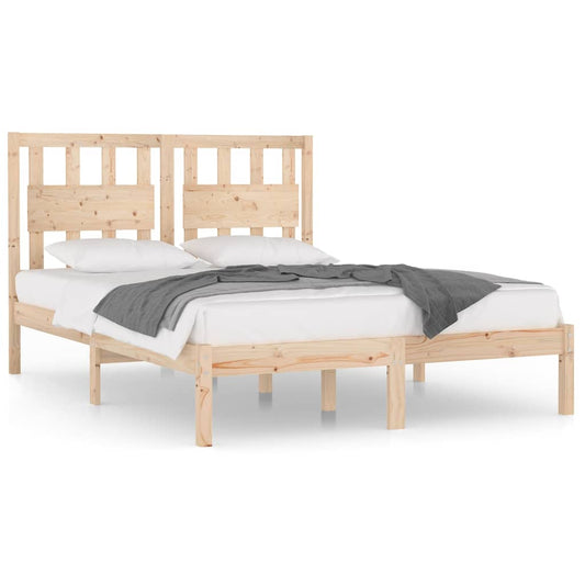vidaXL Bed Frame | Natural wood | Solid pinewood | Double | Attractive Design