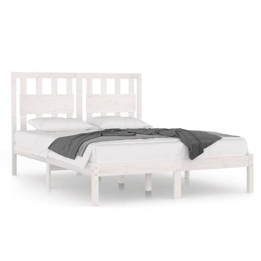 3103954 vidaXL Bed Frame without Mattress White Solid Wood 200x200 cm (810038+818591)