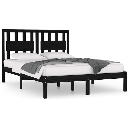 vidaXL Bed Frame without Mattress Black Solid Wood 200x200 cm