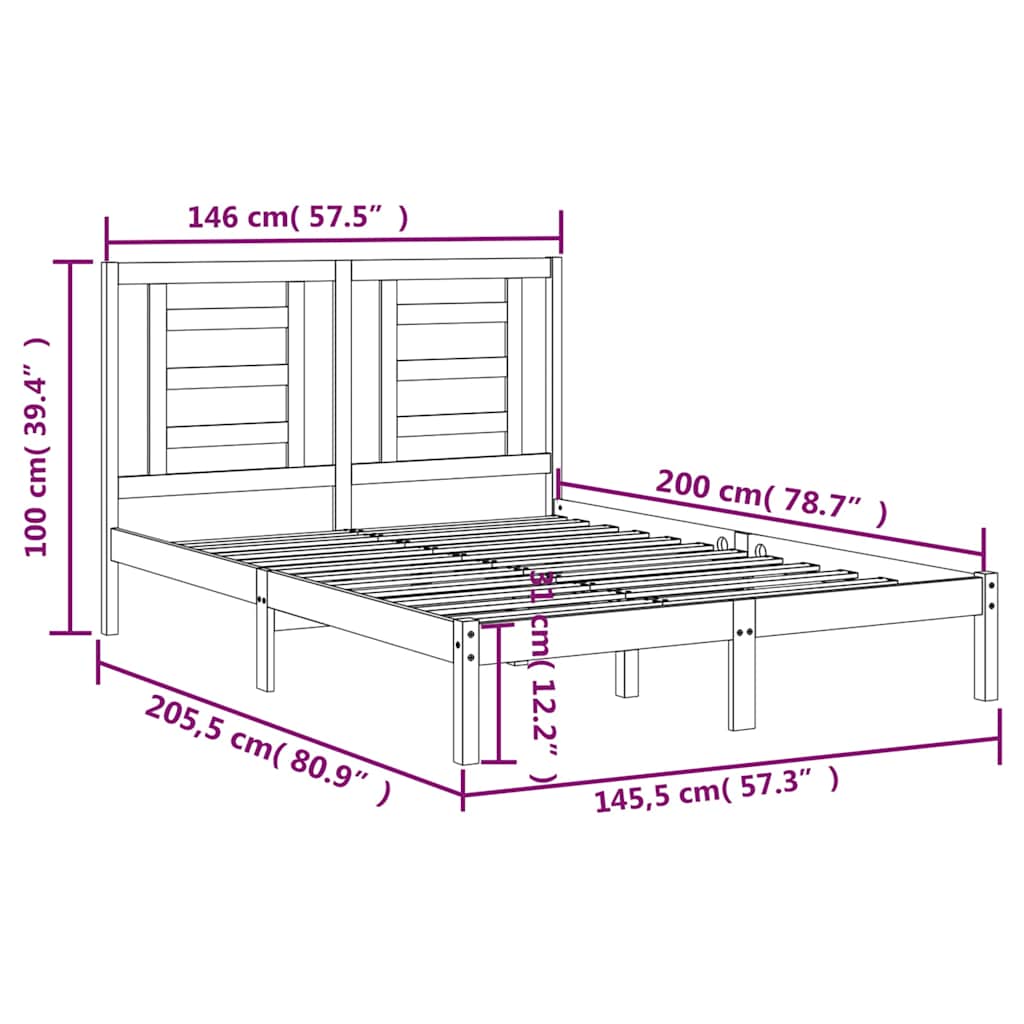 vidaXL Bed Frame without Mattress 140x200 cm Solid Wood Pine