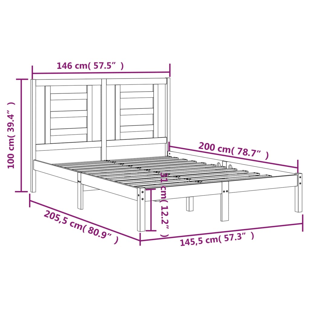 vidaXL Bed Frame without Mattress 140x200 cm Solid Wood Pine