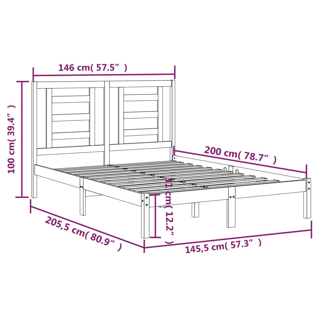 vidaXL Bed Frame without Mattress White 140x200 cm Solid Wood Pine