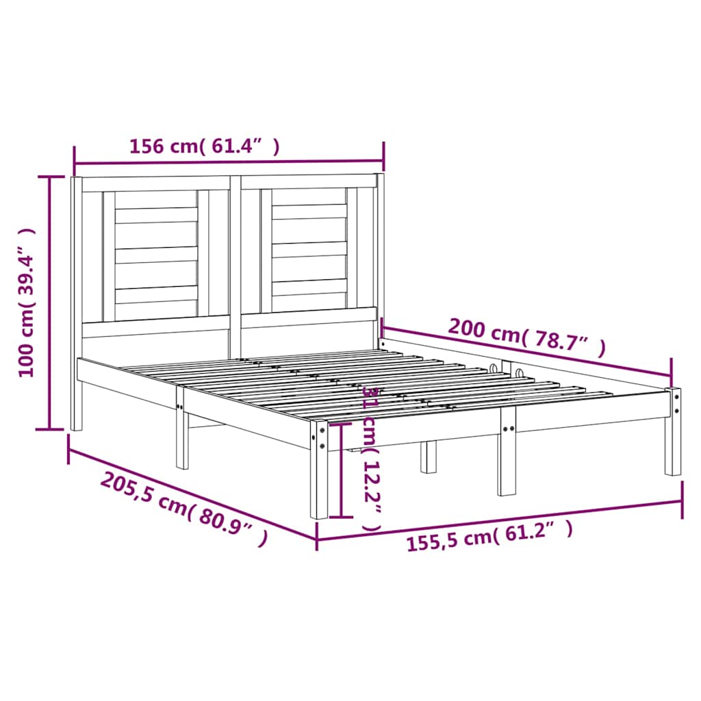 vidaXL Bed Frame without Mattress 150x200 cm Solid Wood Pine