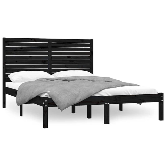 vidaXL Bed Frame without Mattress Black 150x200 cm Solid Wood