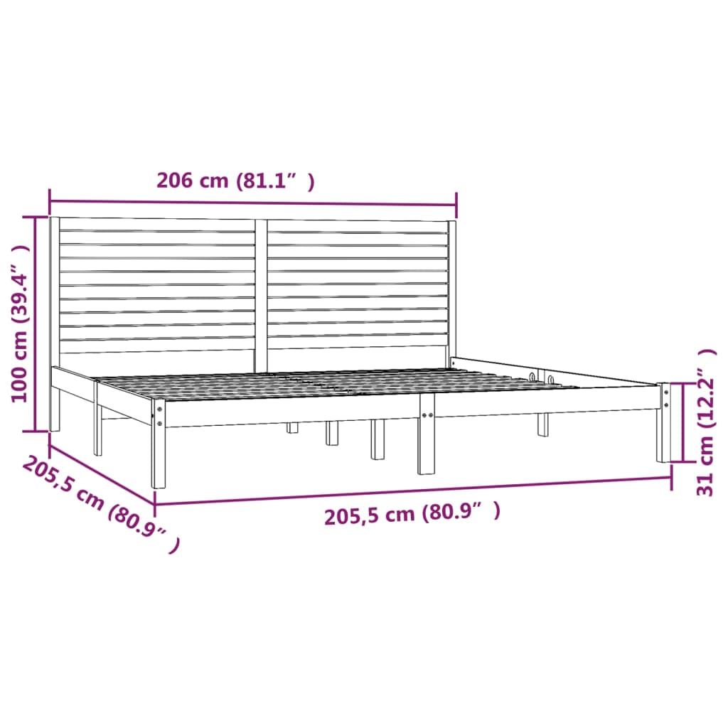 vidaXL Bed Frame without Mattress 200x200 cm Solid Wood