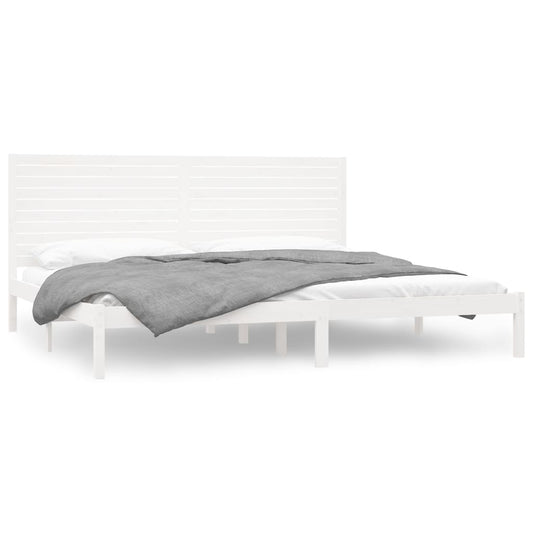 vidaXL Bed Frame | White | Solid pine wood | Double | Durable | Bed Frame