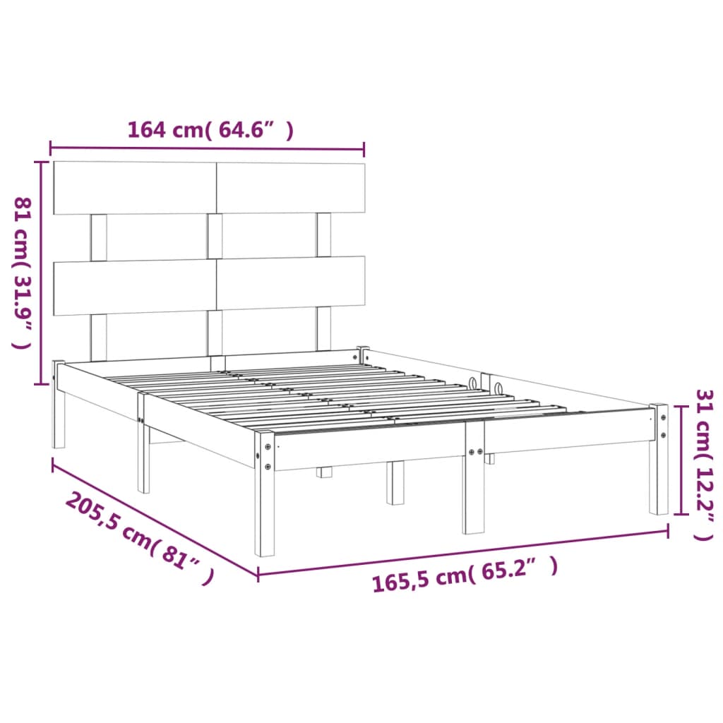 vidaXL Bed Frame without Mattress White 160x200 cm Solid Wood