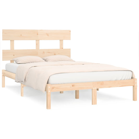 vidaXL Bed Frame | Natural Pine | Solid Pine Wood | Double | Durable | Bed Frame