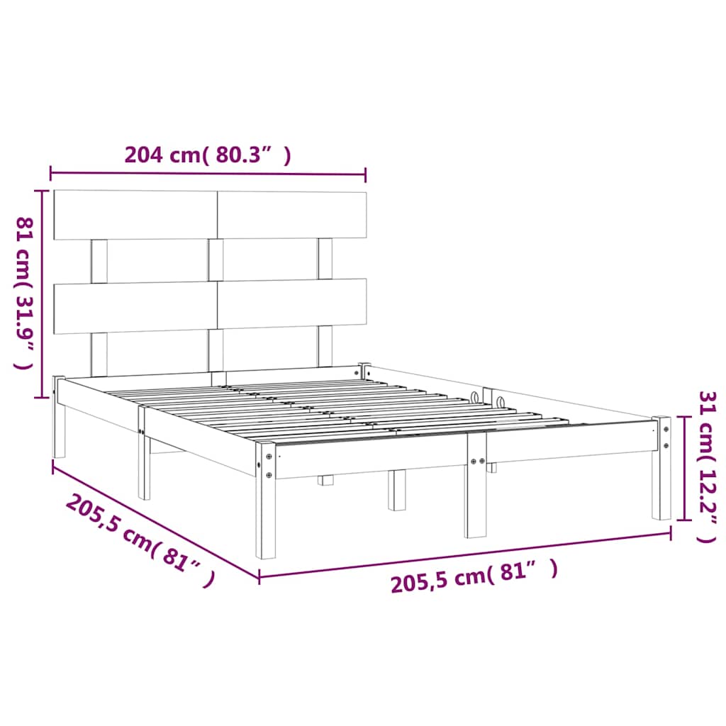 vidaXL Bed Frame without Mattress White 200x200 cm Solid Wood
