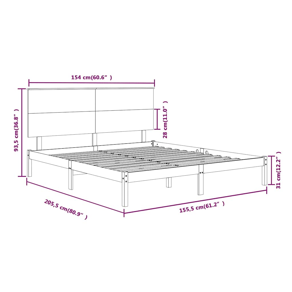 vidaXL Bed Frame without Mattress 150x200 cm Solid Wood