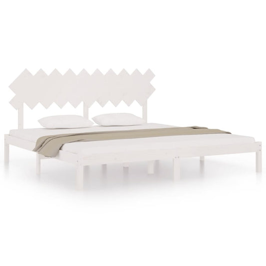 vidaXL Bed Frame | White | Solid Pine Wood | Double | Durable | Bed Frame