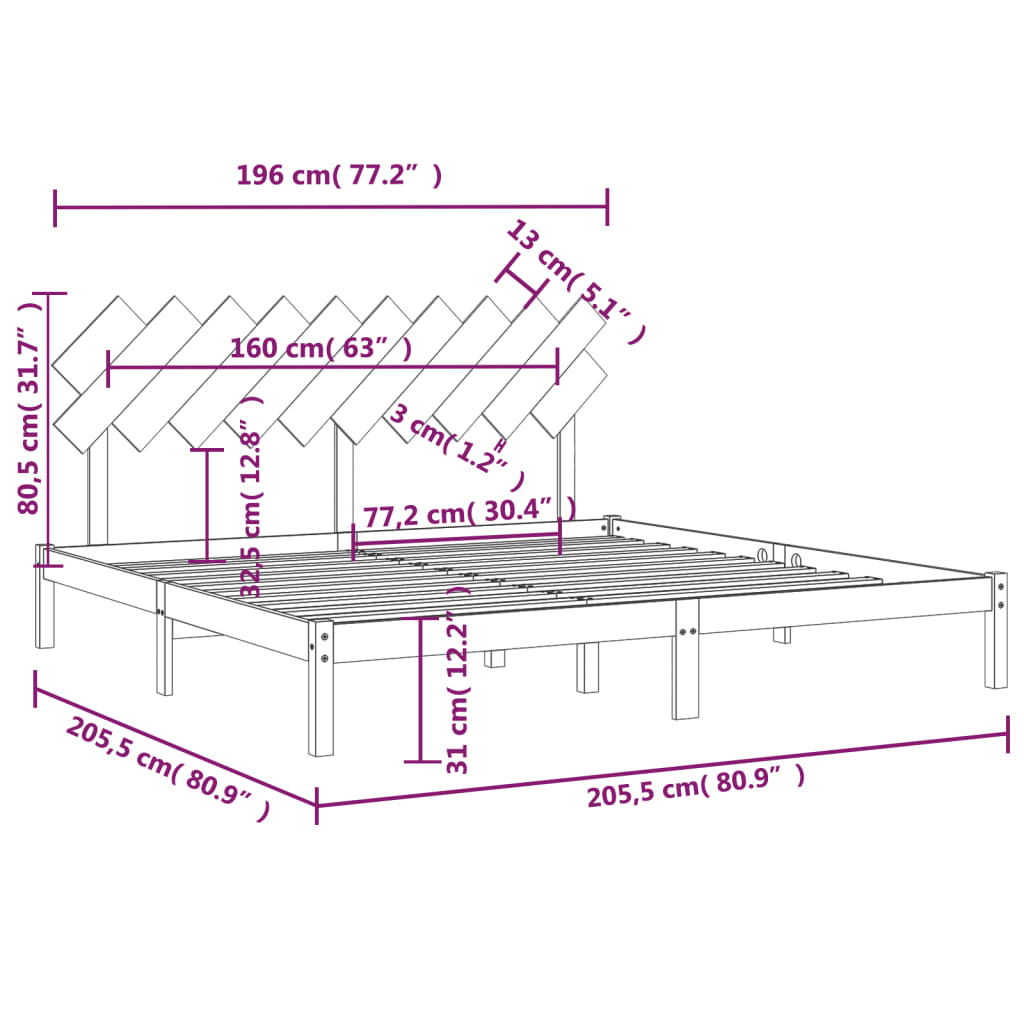 vidaXL Bed Frame | Honey Brown | Solid Pine Wood | Double | Durable | Bed Frame