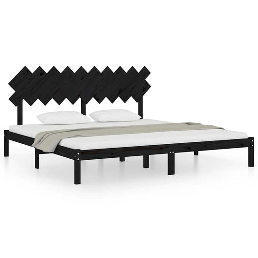 vidaXL Bed Frame without Mattress Black 200x200 cm Solid Wood