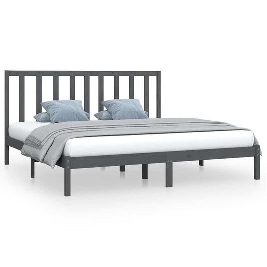 vidaXL Bed Frame without Mattress Grey Solid Wood Pine 200x200 cm