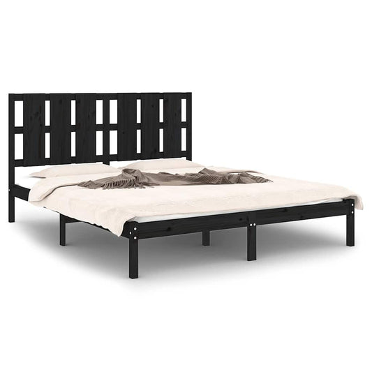 vidaXL Bed Frame without Mattress Black 150x200 cm Solid Wood